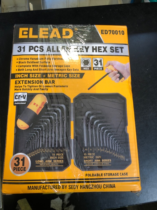 Photo 1 of 31-Piece Hex Key Set - Allen Wrench Set, SAE and Metric Allen Keys MM(0.7mm-10mm) SAE(0.028"-3/8) Heat-Treated, Torque Handle, High Leverage, Long & Short Keys, Easy Organization
