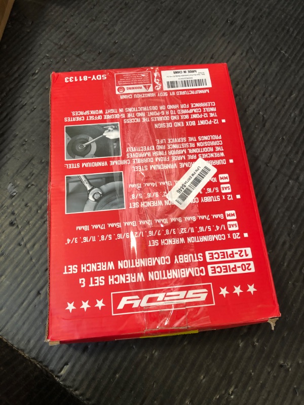 Photo 1 of 32-Piece Combination Wrench Sets SAE & Metric, Open-Box-End Combination Stubby Wrench Set Includes 20 Standard and 12 Stubby Wrenches, Open End and 12-Point Box End Wrench Set with Organizer Box