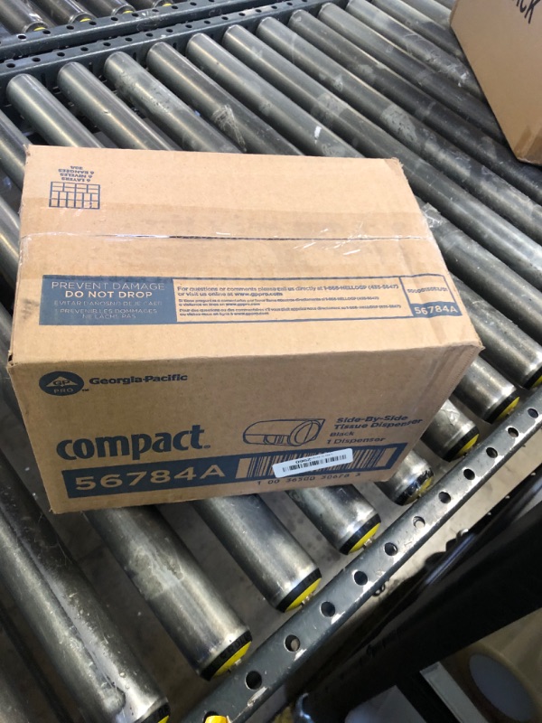 Photo 1 of Compact 2-Roll Side-by-Side Coreless High-Capacity Toilet Paper Dispenser by GP PRO (Georgia-Pacific), Black, 56784A, 1 Dispenser
