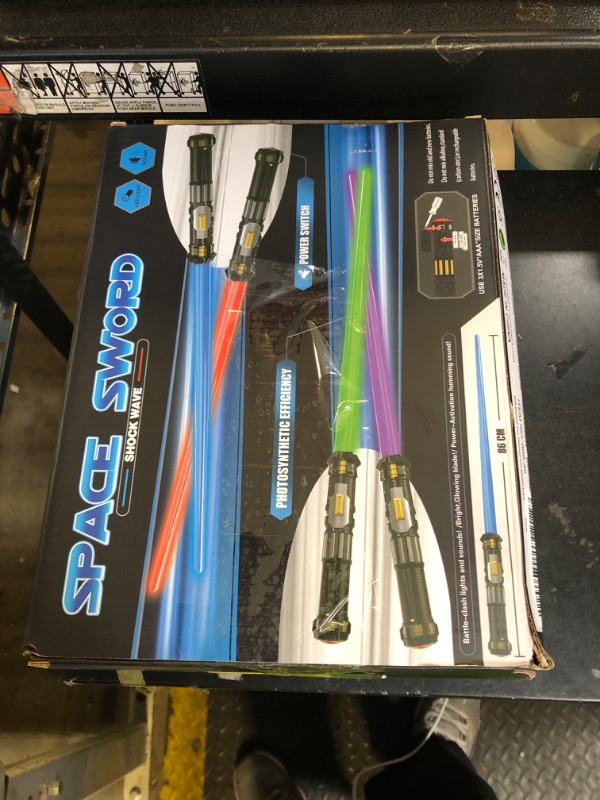 Photo 1 of 4 Pack  Sword Saber with FX Sound (on-Off Control) and Full Retractable Handle, 4 Colors LED Glow in The Dark Toy for Kids Adult