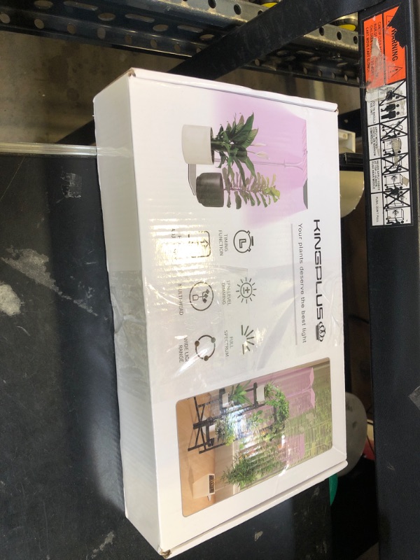 Photo 1 of KINGPLUS Grow Lights with Base, Full Spectrum Growing Light for Indoor Plants, 120 LEDs, 4 Dimmable Levels, Timer 4/8/12h, 12-60inches Height Adjustable,18w, Ideal for Desk Small Plants