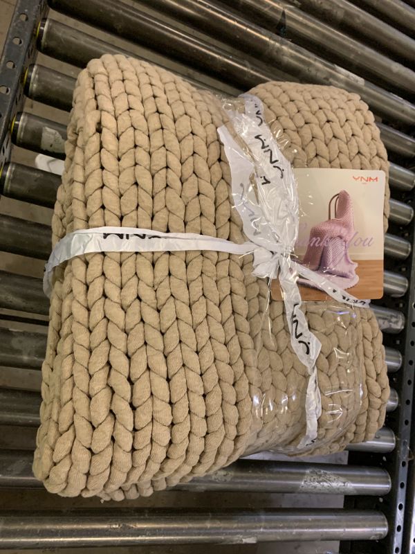 Photo 1 of YnM Chunky Throw Blanket, Medium-Weight, Hand Knitted, Skin Friendly, Ventilated and Breathable, Machine Washable, Home Décor Piece for Couch, Sofa and Bed (Beige, 60x80 Inch)