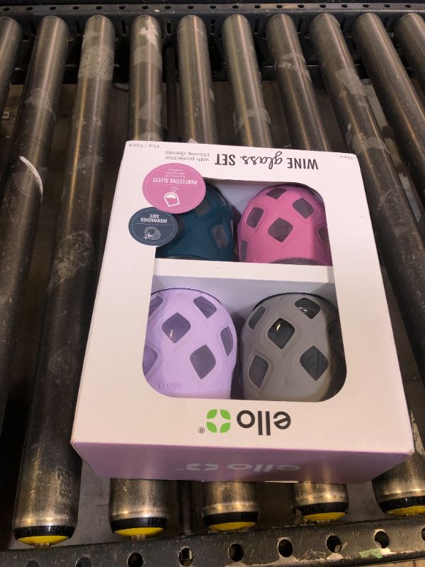 Photo 1 of Ello Cru 17oz Stemless Wine Glass Set with Protective Silicone Sleeves, 4 Pack Cocktail Glass Perfect for Summer Patios and Parties Holiday Gifting Her Him Mother's Day, Dishwasher Safe, Cosmos