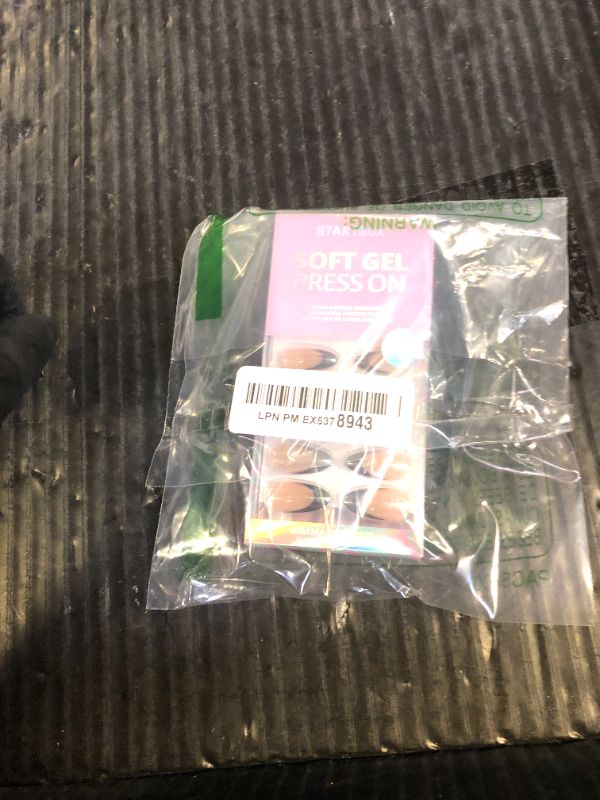 Photo 1 of BTArtbox French Tip Press On Nails - Short Almond Press on Nails, Glue On Nails for Gift, Natural Reusable Stick On Nails in 15 Sizes - 30 Fake Nails Kit, Black Swan