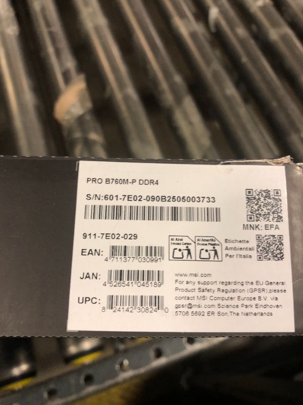 Photo 1 of MSI PRO B760M-P DDR4 ProSeries Motherboard (Supports 12th/13th/14th Gen Intel Processors, LGA 1700, DDR4, PCIe 4.0, M.2, USB 3.2 Gen2, HDMI/DP, mATX)