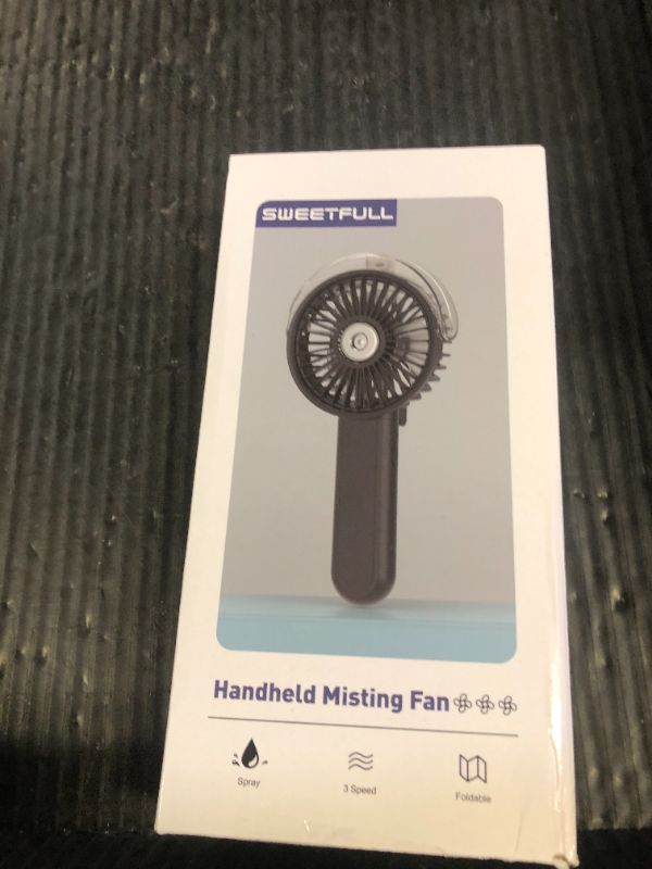 Photo 1 of SWEETFULL Misting Fan Portable - 180° Foldable Handheld Personal Fan with Mist Spray, 3 Speeds, 30ml Water Tank, USB Rechargeable for Travel, Outdoors, Makeup, Camping, Home, and Office Use