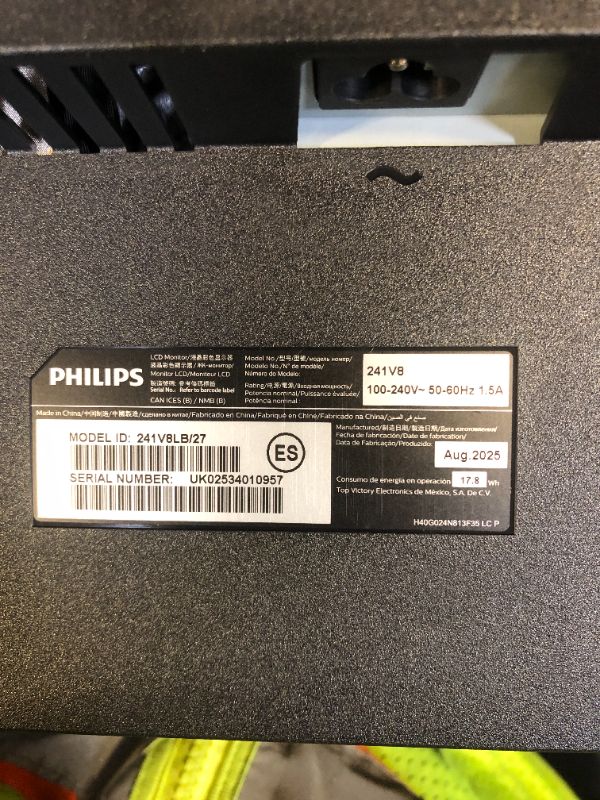 Photo 1 of Philips New 24 inch Frameless Full HD (1920 x 1080) 100Hz Monitor, VESA, HDMI x1, VGA Port x1, Eye Care, 4 Year Advance Replacement Warranty, 241V8LB, Black
