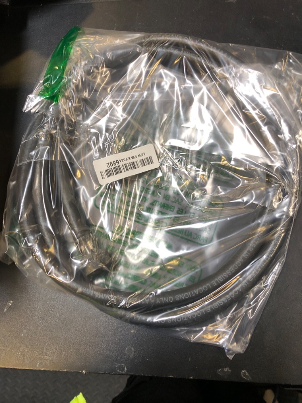 Photo 1 of Eastman Rubber Washing Machine Hose, 3/4 Inch FHT x 3/4 Inch FHT Connection, 6 Foot Black Rubber, 60325N