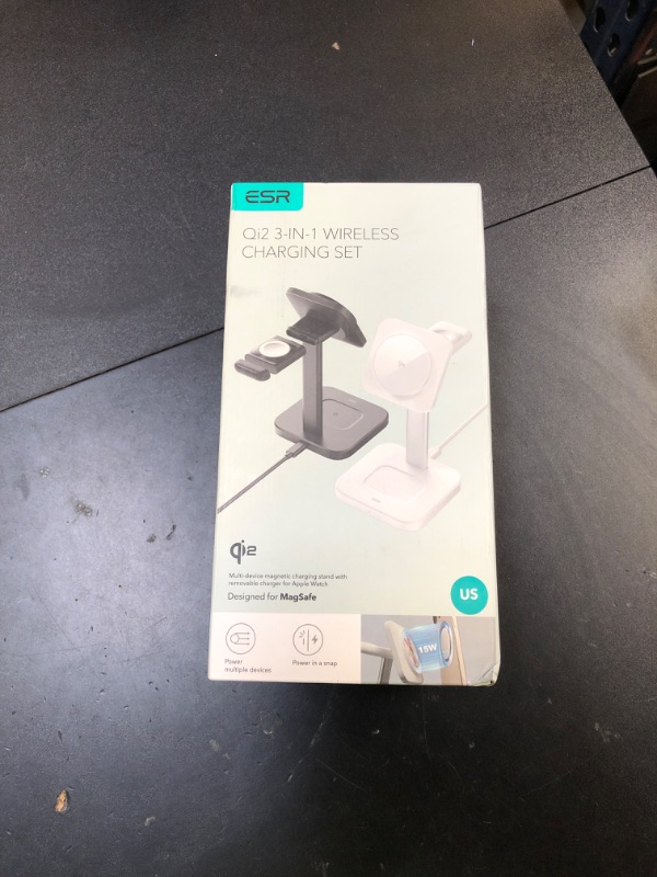 Photo 1 of ESR Qi2 3 in 1 Wireless Charging Station, [Certified] Apple Watch Charger & 15W Qi2 MagSafe Charger Stand for iPhone, Wireless Charger for Multiple Devices iPhone 17/16/15/14/13&Watch&AirPods,White
