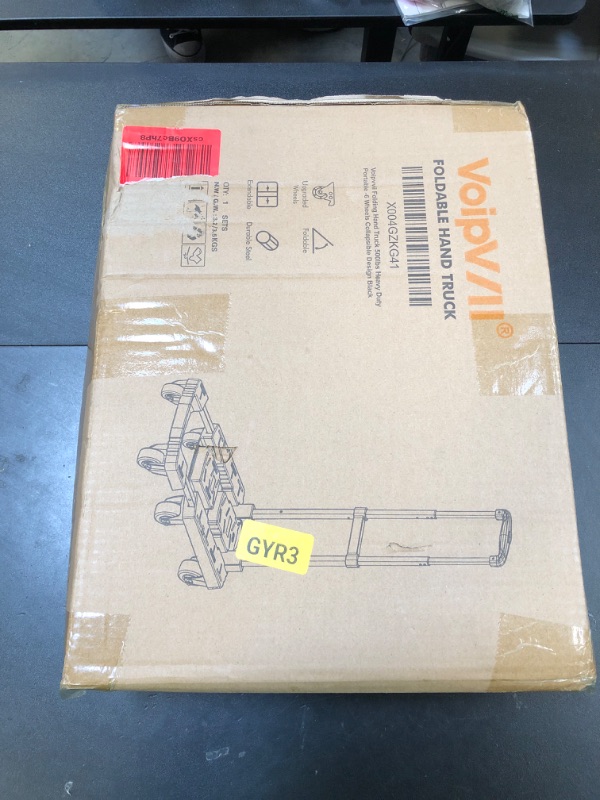 Photo 1 of Voipvvii Folding Hand Truck 500lbs, Portable Heavy Duty Dolly Cart, 6 Wheels Collapsible Luggage Cart with 2 Elastic Ropes - Compact Trolley Cart for Easy Moving - Ideal Hand Cart for Travel and More