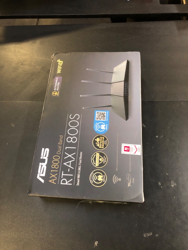 Photo 1 of ASUS RT-AX1800S Dual Band WiFi 6 Extendable Router, Subscription-Free Network Security, Parental Control, Built-in VPN, AiMesh Compatible, Gaming & Streaming, Smart Home