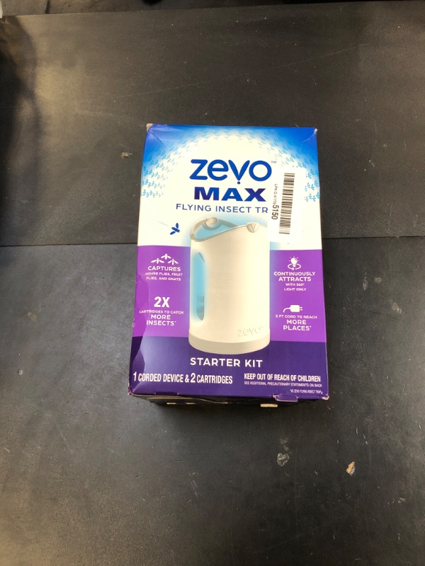 Photo 1 of Zevo MAX Bug Catcher & Fly Trap for Indoors - Flying Insect Trap for Gnats, House & Fruit Flies - Use in Any Room - No-Mess Disposal (1 Plug in Base & 2 Cartridges)