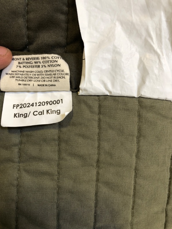 Photo 1 of EVERGRACEHOME Cotton Sateen Quilt Set King Size, Pre-Washed Cotton Channel Stitch Coverlet Bedspread, 3 Pieces Lightweight Soft Bedding Sets for All Season, with 2 Pillow Shams, Olive Green