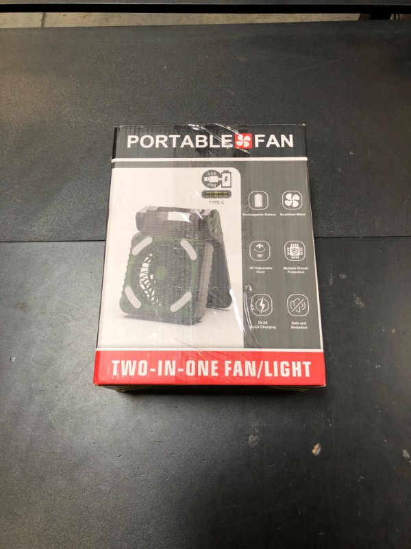 Photo 1 of Solar Camping Battery Powered Fan with Led Light,10000mAh Rechargeable solar-powered Panel Fans Portable, 36H Run Time Max, Ventilador Recargable Outdoor Desk Fan for Travel Tent Office(Green)