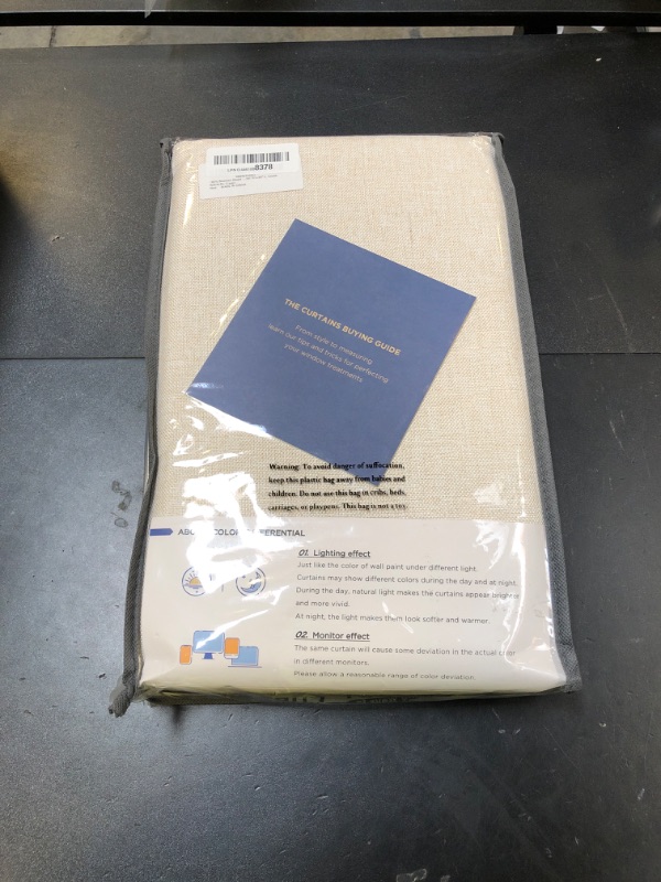 Photo 1 of 100% Blackout Shield Linen Blackout Curtains for Bedroom 84 Inches Long, Back Tab/Rod Pocket Living Room Drapes, Thermal Insulated Blackout Curtains 2 Panels Set, 50" W x 84" L, Cream