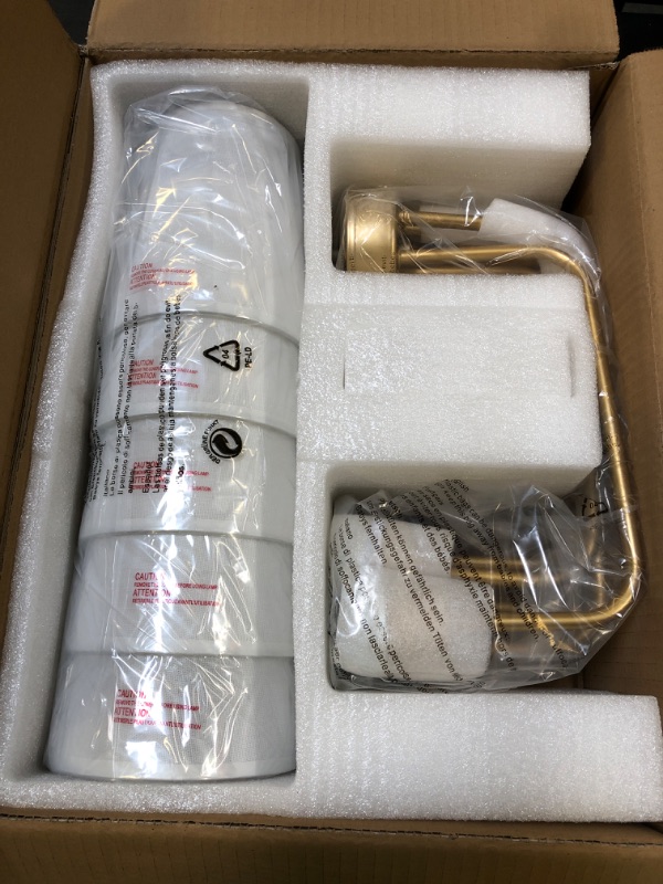 Photo 1 of AMZASA Farmhouse Chandelier, 5-Lights Visual Comfort Gold Light, Muted Gold with White Fabric Shade, Linear Island Lighting Fixture for Kitchen, Dining Room
