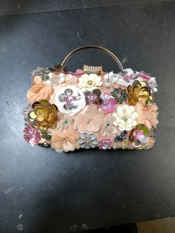 Photo 1 of Fecialy Women's Floral Evening Handbags Colorful Rhinestone Clutch Purses Floral Bride Wedding Handbag Chain Shoulder Bag