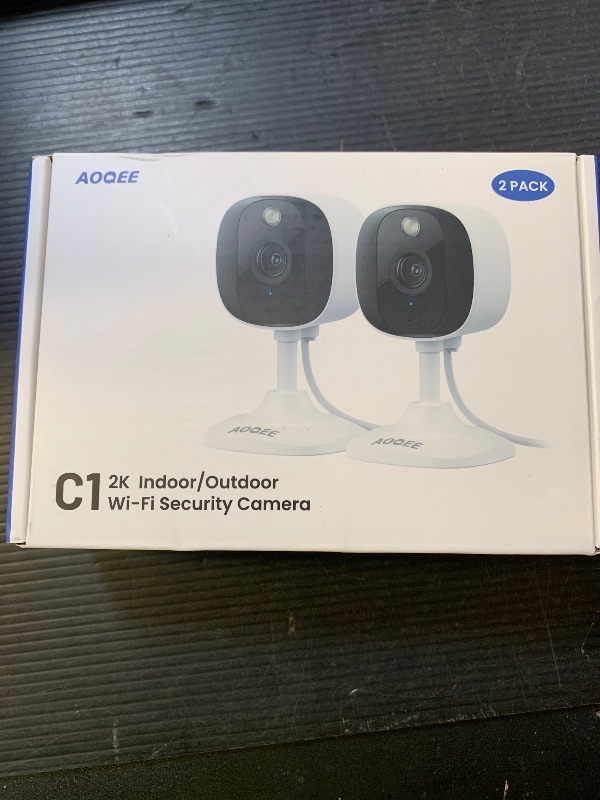 Photo 1 of AOQEE 2K Cameras for Home Security-Outdoor/Indoor Camera for Dog/Cat/Pet/Nanny/Baby, Color Night Vision, White Light, Siren, 24/7 SD Recordings, Works with Alexa/Google Home, C1 (C1-White-2pack-2.4G)