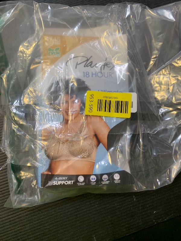 Photo 1 of PLAYTEX Womens 18-hour Ultimate Lift Wireless Full-coverage Bra, Single Or 2-pack Bras, Black, 44DDD US