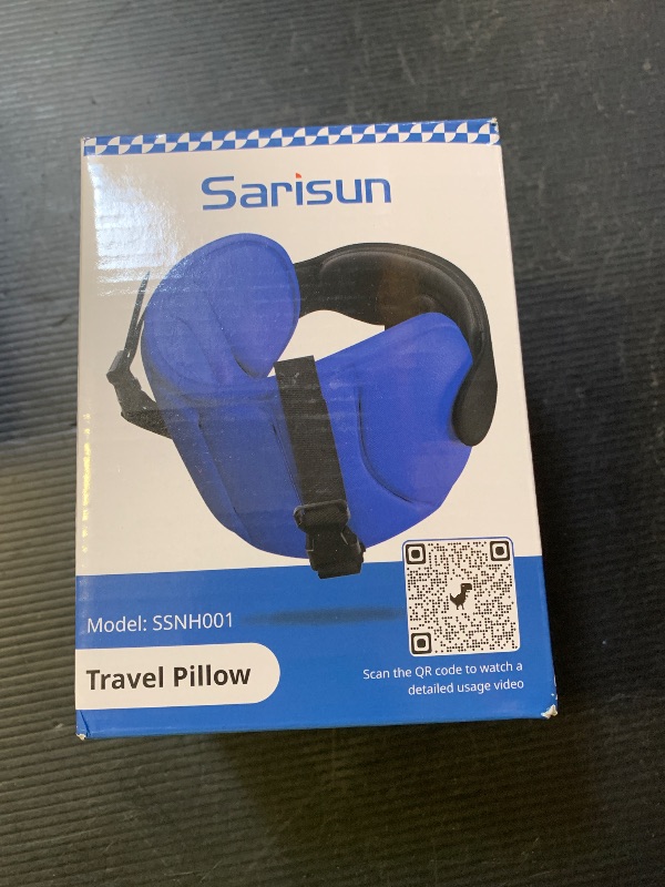 Photo 1 of SARISUN Travel Pillows for Airplanes, Airplane Pillow for Long Flight, Airplane Head Strap with Eye Mask for Sleep, Travel Neck Pillow for Car Road Trip, 360° Support Headrest, Stop Bobblehead, Black