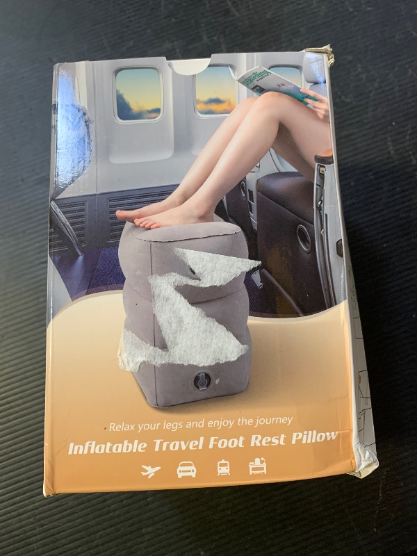 Photo 1 of JefDiee Inflatable Foot Rest Pillow, Kids Airplane Bed, Adjustable 3 Layers Height Leg Rest Pillow, Airplane Travel Essentials Great for Office, Home, Trains, Cars