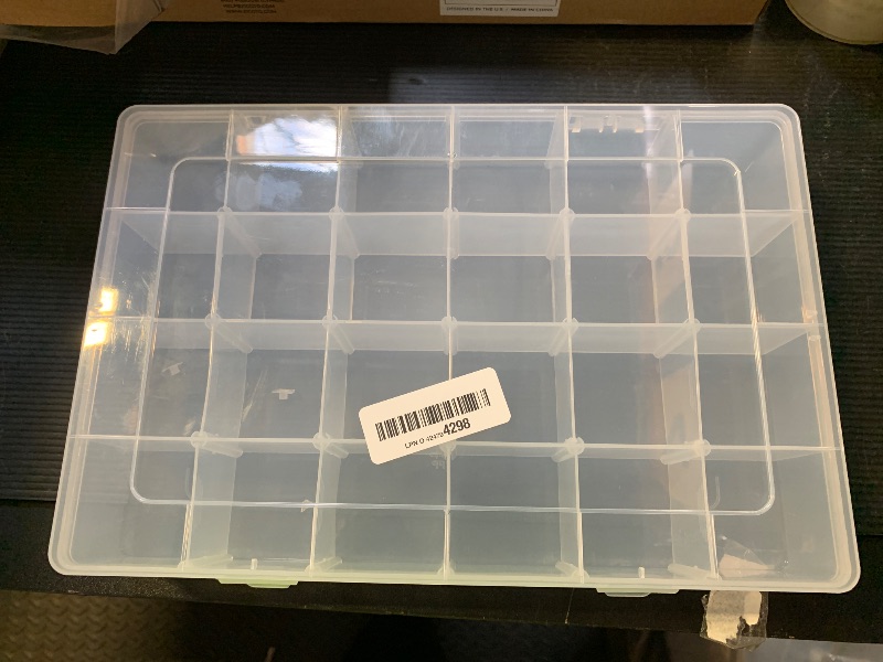 Photo 1 of Gbivbe Large 24 Grids Plastic Organizer Box Adjustable Dividers,Clear Storage Box for Jewelry, Art DIY Crafts, Washi Tapes, Beads and Small Parts