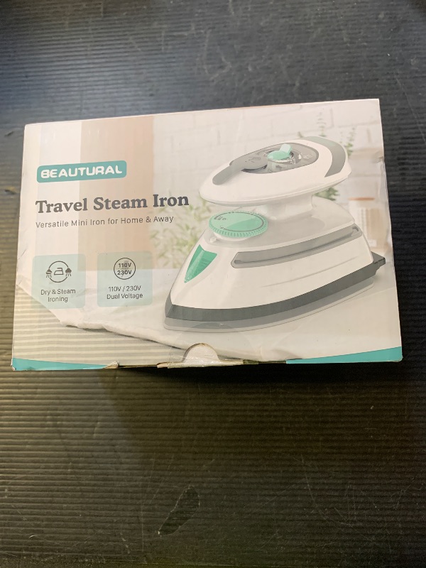 Photo 1 of BEAUTURAL Mini Travel Steam Iron for Clothes with Dual Voltage, Temperature Control, Non-Stick Soleplate and Cord Storage, Ideal for Sewing, Quilting and Handcraft