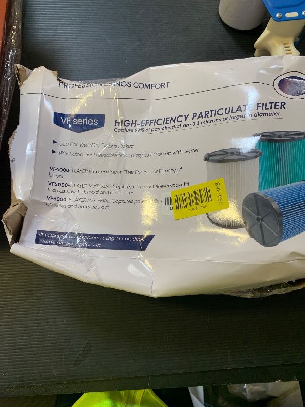 Photo 1 of VF6000 Wet or Dry Replacement Filter for Ridgd 5-20 Gallon Vacuums WD5500 WD0671 WD6425 WD7000 WD1280 WD1851 WD1680 WD1956 RV2400A 1400RV RV2600B, 2 Pack