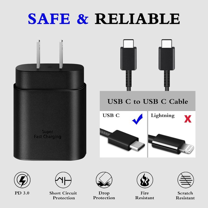 Photo 1 of
Type C Charger, 2-Pack 25W Type C Fast Charging Block with 6ft USB C Charger Cable Compatible with Galaxy S25 S24 S23 S22 S21+/Phone 16/16 Pro Max/15/15 Pro.