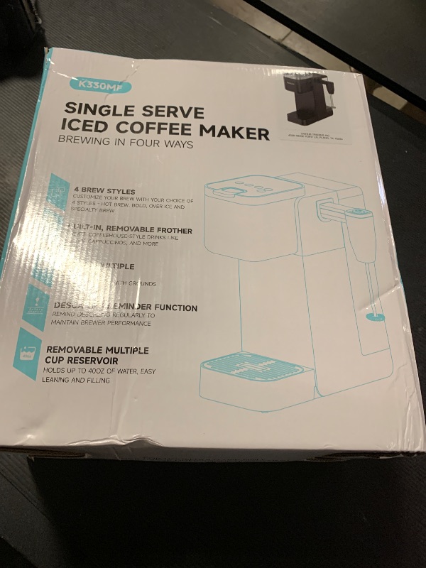 Photo 1 of Tastyle Single Serve Coffee Maker with Built-in Detachable Milk Frother, Iced and Hot Coffee Machine for K Cup & Grounds, 40oz Removable Water Reservoir, 6 Cup Sizes, Fits 7.3" Travel Mug, Black