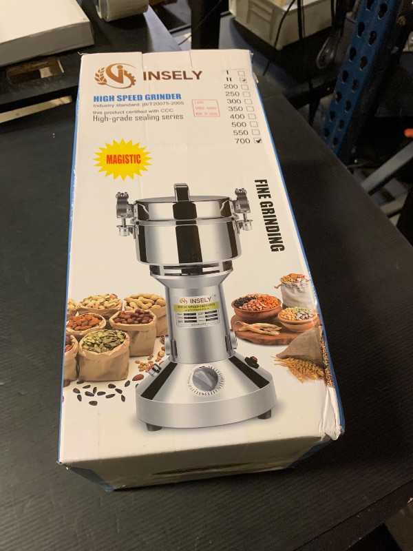Photo 1 of INSELY 700g Grain Mill Grinder High Speed Food Grain Mill Stainless Steel Seeds Flour Nut Pill Wheat Corn Herbs Spices & Seasonings Dry Grinder Electric Machine Grinder for Kitchen