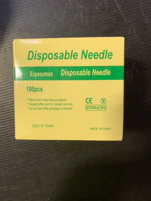 Photo 1 of 100 Pack 22Ga 1 Inch Sterile Disposable Injection Needle with Cap for Scientific and Industrial Dispensing Needl Accessories (22Ga)