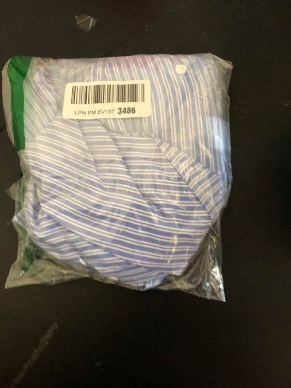 Photo 1 of SweatyRocks Women's Striped Button Down Blouse Long Sleeve Ruched Wrap Asymmetrical Shirts Blue and White Medium