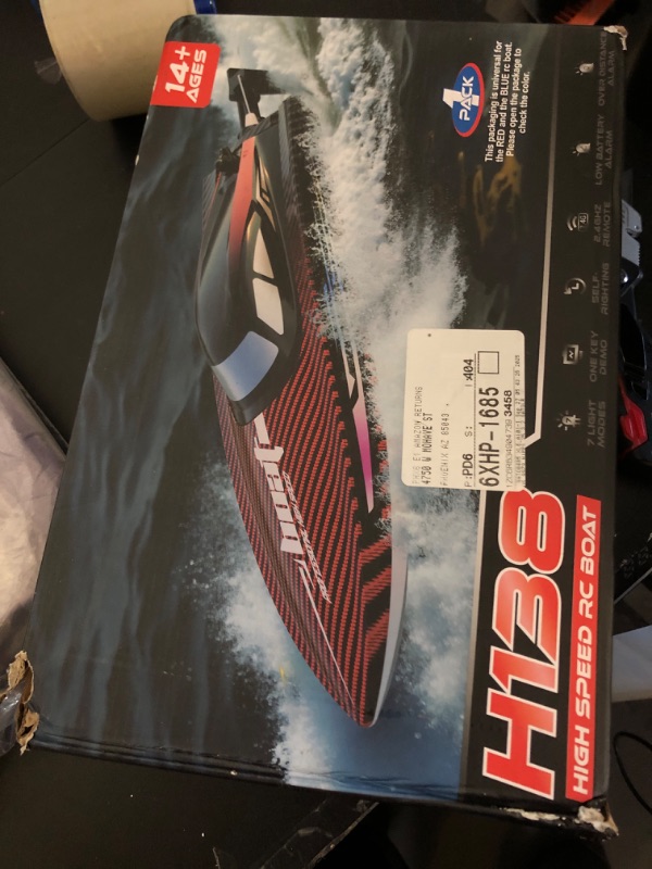 Photo 1 of 30KMH RC Remote Control Boat with 7 LED Light Modes Waterproof Electric Fast Speed Boat for Adults Kids 8-12 Lake Pool Water Play,Self-righting,Demo,Water Cooling,20Mins,Low Battery Alert,2.4Ghz,Blue