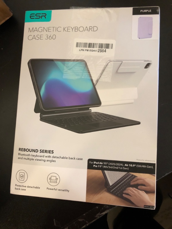 Photo 1 of ESR iPad Air 11 Inch Case with Keyboard (M3/M2, 2025/2024) & iPad Pro 11/Air 5th/4th Gen Keyboard, Easy-Set Magnetic Stand, Portrait/Raised Modes, with Removable Protective Case, Purple