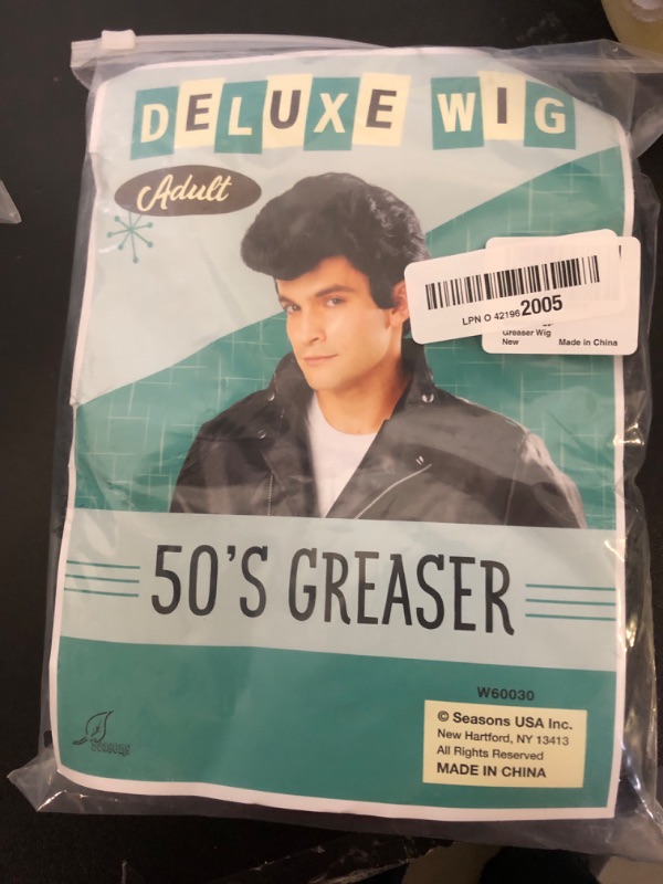 Photo 1 of Seasons 50's Greasers Style Black Wig, 3 inches Novelty Rock Star Cosplay Accessory for Adult