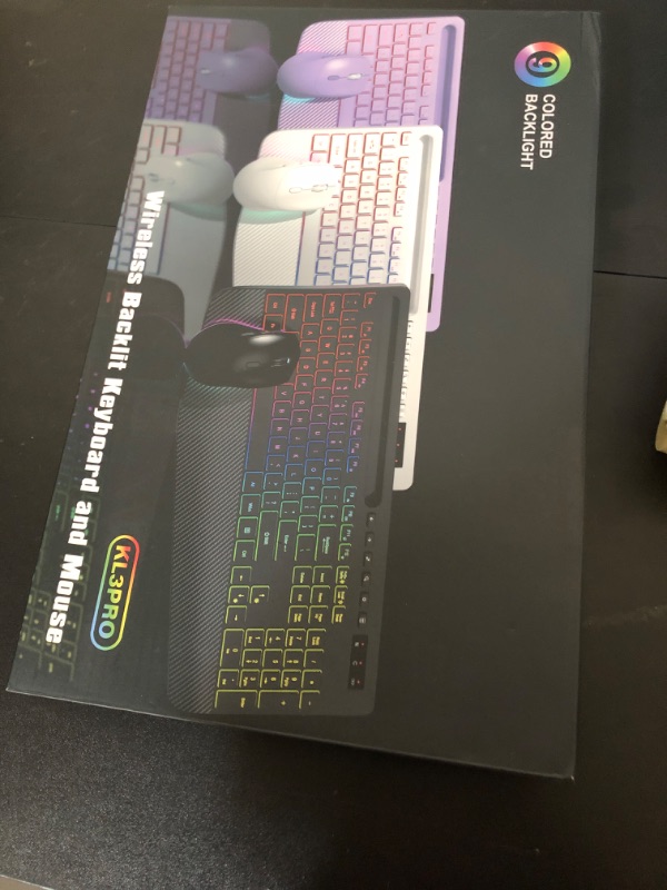 Photo 1 of Wireless Keyboard and Mouse Combo - 9 Backlit Effects, RGB, Ergonomic Wrist Rest, Phone Holder, 2.4G Full Size, Rechargeable, Sleep Mode, Quiet Keyboard Set for Computer, PC, Laptop, Mac, Windows