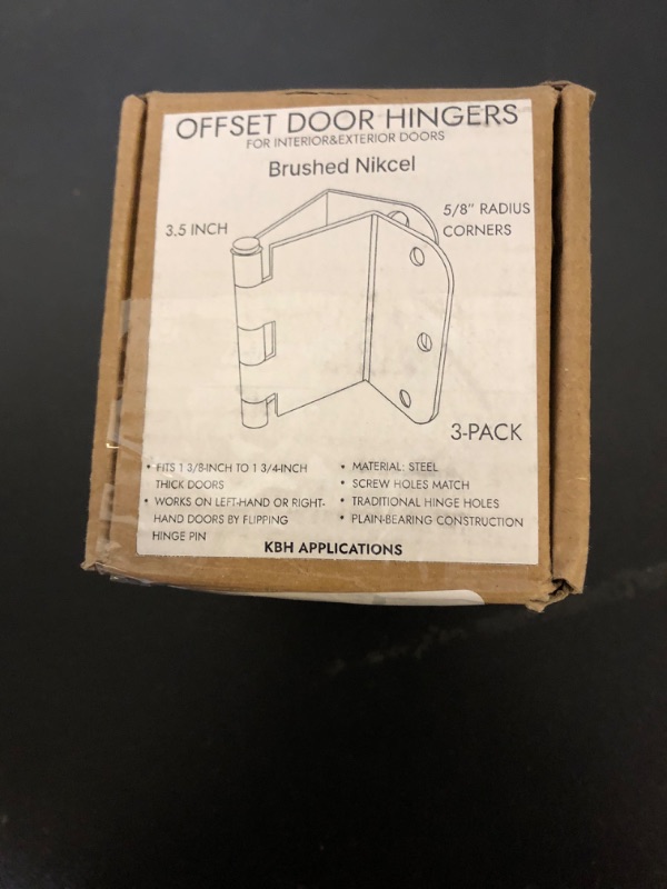 Photo 1 of 3-Pack Offset Door Hinges, Brushed Nickel Door Hinges 3.5 Inch 5/8" Radius Corner for Handicap, Swing Clear for Exterior & Interior with Wall Handle Stopper & Grease, Heavy Duty Hardware