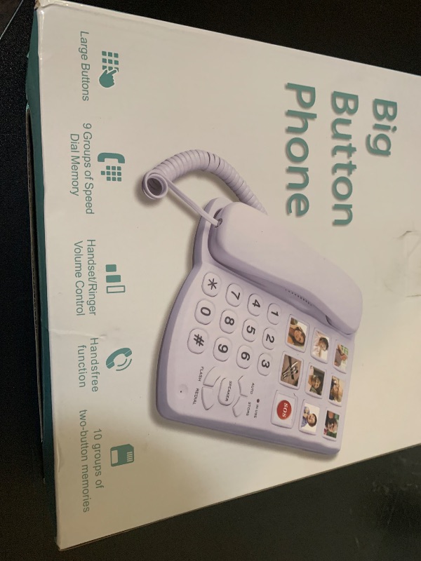 Photo 1 of Excelltel Big Button Phone for Seniors, Corded Landline Telephone with Handsfree Function and 9 Groups of Memory, One-Touch Dialling,Suitable People with Vision Disorders/Hearing Damage (EX-LD-858HF)