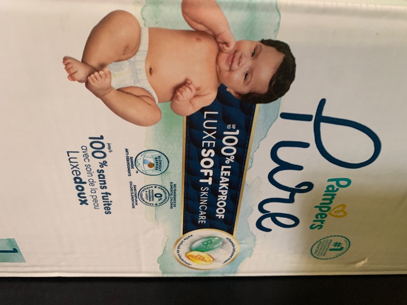 Photo 1 of Pampers Pure Protection Baby Diapers, Size 1 (8-14 lbs), 82 Count, Up to 100% Leakproof, Premium Plant-based Skin Protection, Hypoallergenic Soft Diapers
