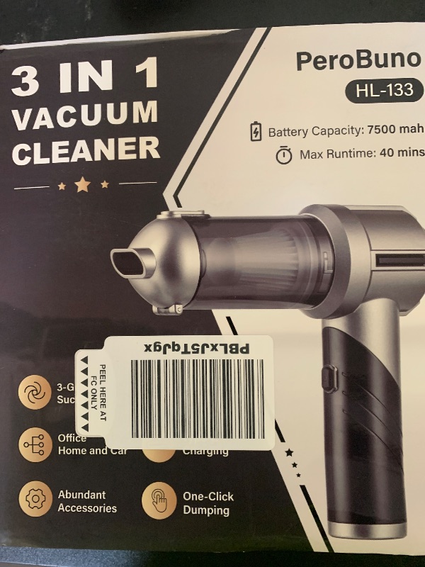 Photo 1 of PeroBuno Car Vacuum Portable Cordless, 18000PA Suction, 3-in-1 Foldable Handheld Vacuum & Air Duster with Brushless Motor, 40mins Runtime, One-Click Dust Removal for Car Home Cleaning