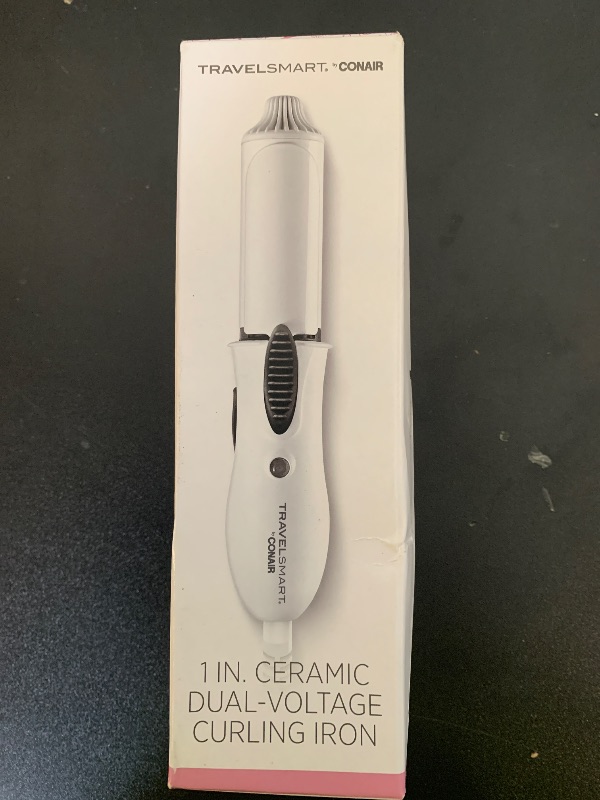 Photo 1 of Conair Travel Curling Iron, Mini 1- Inch Ceramic Curling Iron in White by Travel Smart