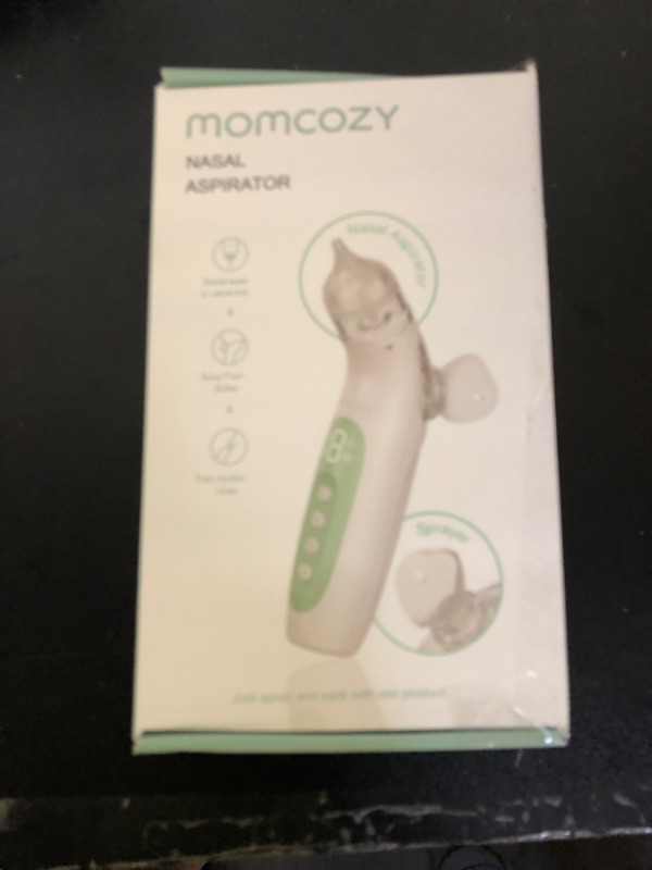 Photo 1 of Momcozy BreezyClear™ 2-in-1 Electric Nasal Aspirator for Baby with Spray, 65kPa Hospital-Grade Suction, 4 Adjustable Levels, Quiet & Portable Nose Cleaner with Soothing Light & Music
