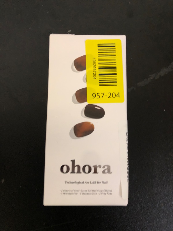 Photo 1 of ohora Semi Cured Gel Nail Strips (N Pumpkin Swirl) - Brown, Marble, Works with Any UV/LED Lamps, Salon-Quality, Long Lasting, Easy to Apply & Remove - Includes 2 Prep Pads, Nail File & Wooden Stick