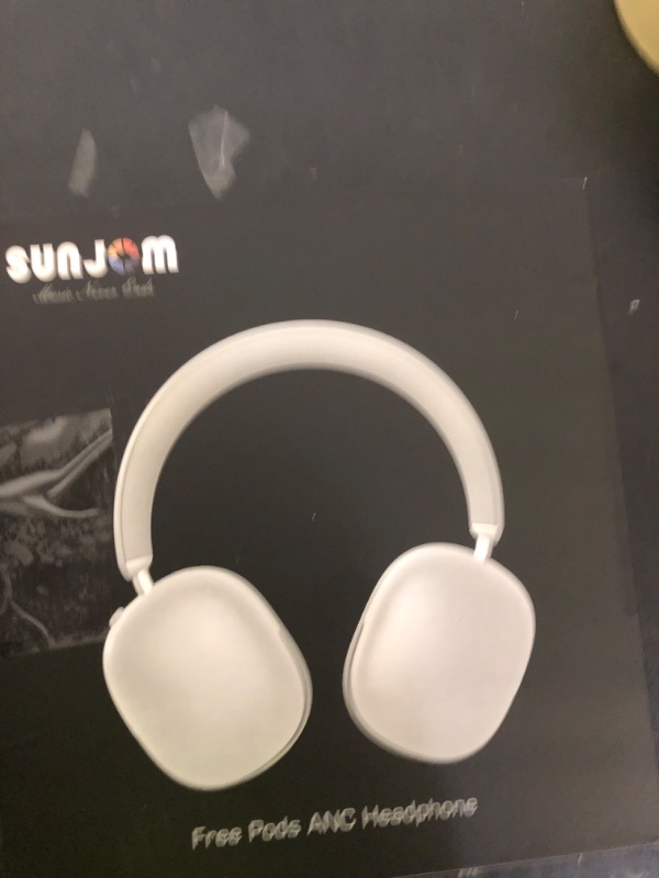 Photo 1 of SUNJOM Freepods 120H Playtime Bluetooth ANC/ENC Pro-Level Active Noise Cancelling Over-Ear Headphones Wireless, Headphones with Built-in Microphone Type-C Charging for Call Travel Sports Gym (Silver)