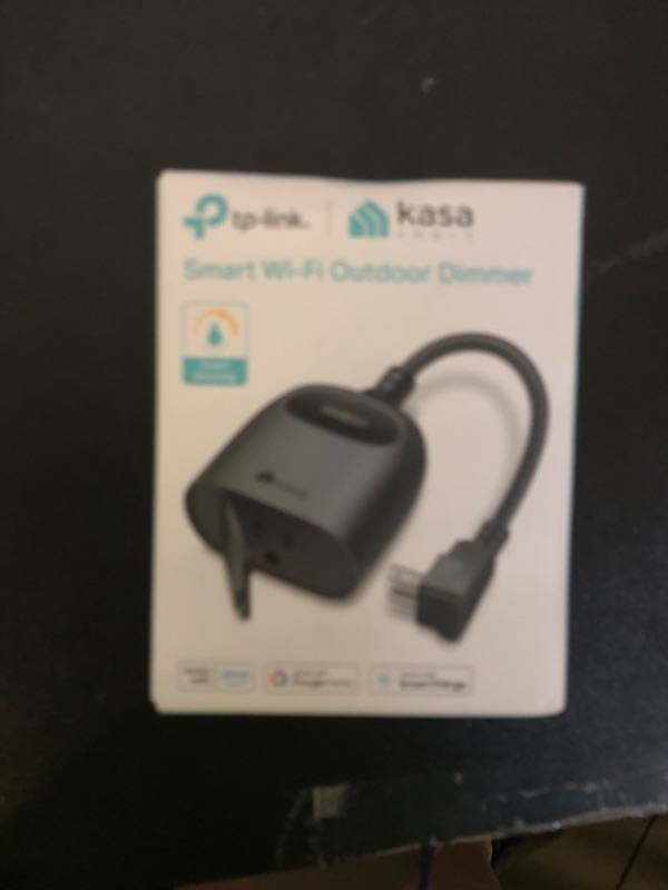 Photo 1 of Kasa Outdoor Smart Dimmer Plug, IP64 Plug- in Dimmer for Outdoor String Lights, Compatible with Alexa, Google Assistant & SmartThings, Long Wi-Fi Range 2.4Ghz, No Hub Required, ETL Certified(KP405)