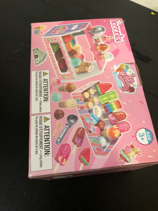 Photo 1 of Loscola Ice Cream Toy, Wooden Ice Cream Toys for Kids Toddlers, Pretend Play Kitchen Food Toys, Wooden Play Store Counter Shop Playset for Toddlers, Toy Gift for 3 4 5 6 7 8 Year Old Girls Boys