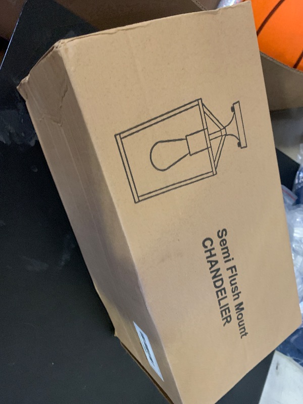 Photo 1 of ?Upgraded?Semi Flush Mount Ceiling Light, Black Industrial Ceiling Light Fixtures, Farmhouse Light Fixture for Hallway Stairway Garage Living Room Dining Room Balcony?Not waterproof, Not for Outdoor?