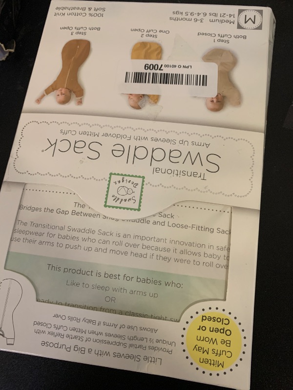 Photo 1 of SwaddleDesigns Transitional Swaddle Sack, Arms Up Half-Length Sleeves & Mitten Cuffs, Swaddle for Newborn Transition to Baby Sleep Sack Wearable Blanket, Medium, 3-6 month, 14-21 lb, Heathered Oatmeal