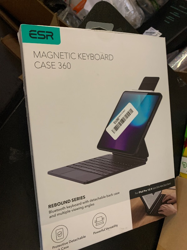 Photo 1 of ESR iPad Pro 12.9 Case with Keyboard, Easy-Set Magnetic Stand, Portrait/Raised Modes for iPad Pro 12.9 (2022/2021/2020/2018), Removable Protective Case, Rebound 360 Series, Charcoal Grey